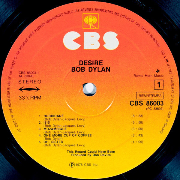 Bob Dylan : Desire (LP, Album)