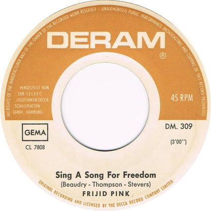 Frijid Pink : Sing A Song For Freedom (7", Single, Mono)