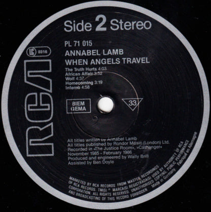Annabel Lamb : When Angels Travel (LP, Album)