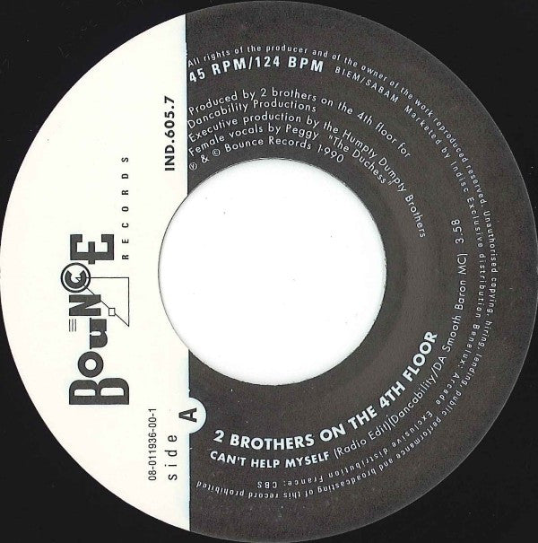 2 Brothers On The 4th Floor & Da Smooth Baron MC : Can't Help Myself (7", Single)