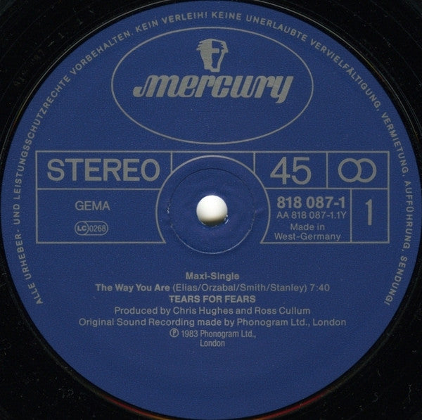 Tears For Fears : The Way You Are (12", Maxi)