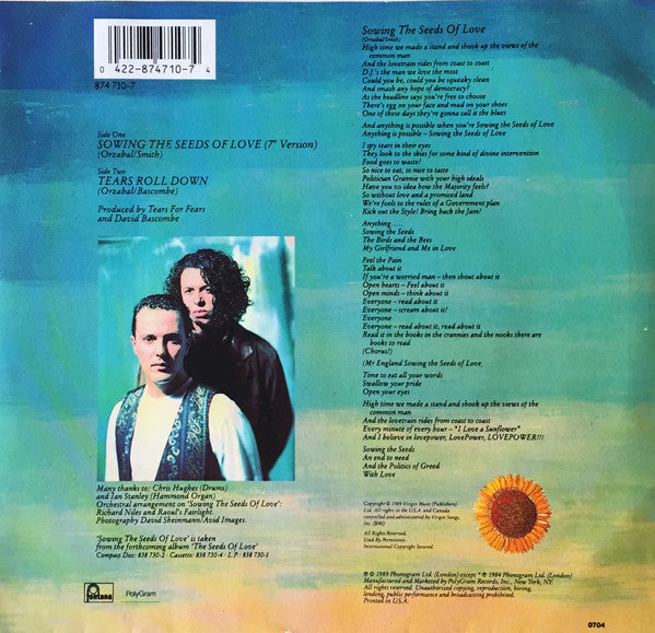 Tears For Fears : Sowing The Seeds Of Love (7", Single)