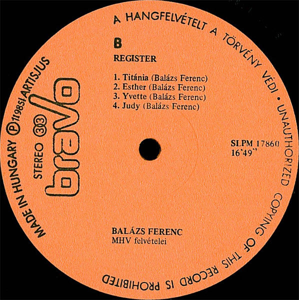 Balázs Ferenc : Register (LP, Album)