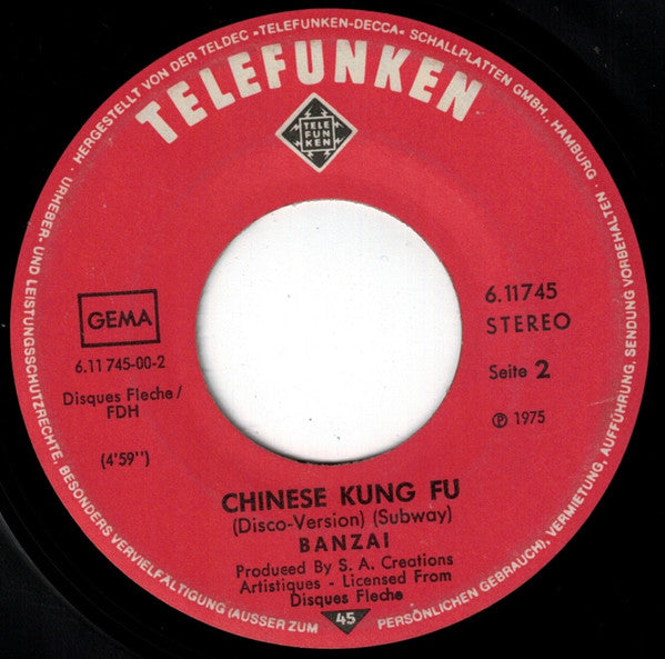 Banzai* : Chinese Kung Fu (7", Single)
