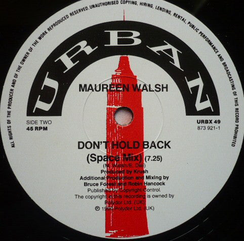 Maureen Walsh : Don't Hold Back (12", Single)
