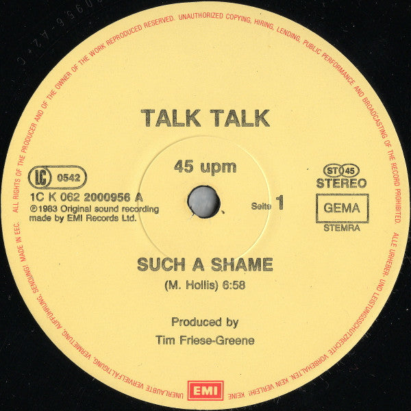 Talk Talk : Such A Shame (12", Maxi)