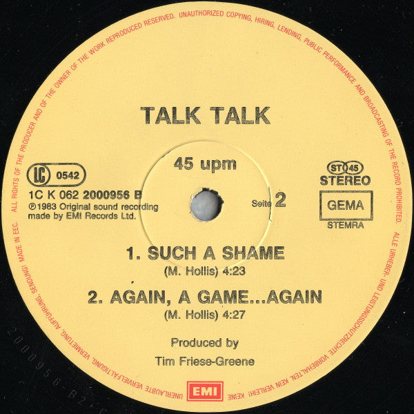 Talk Talk : Such A Shame (12", Maxi)