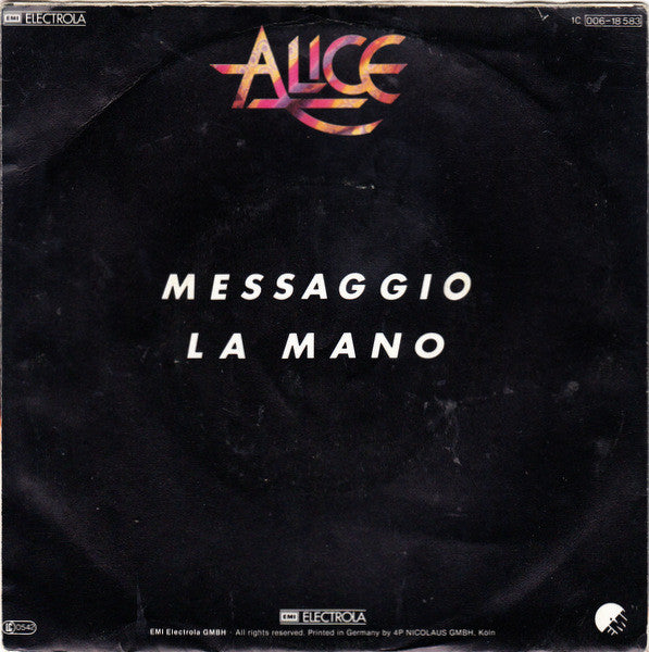 Alice (4) : Messaggio (7", Single)