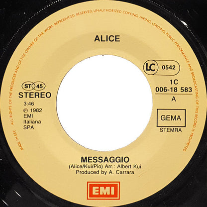 Alice (4) : Messaggio (7", Single)