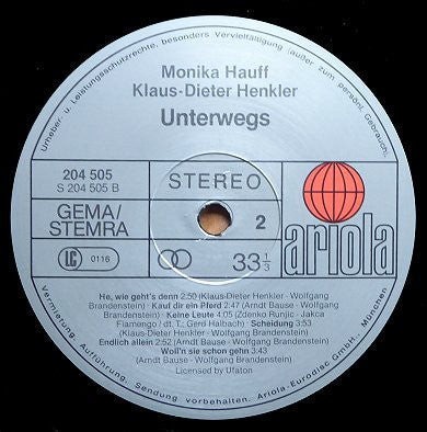 Monika Hauff & Klaus-Dieter Henkler : Unterwegs (LP, Album)