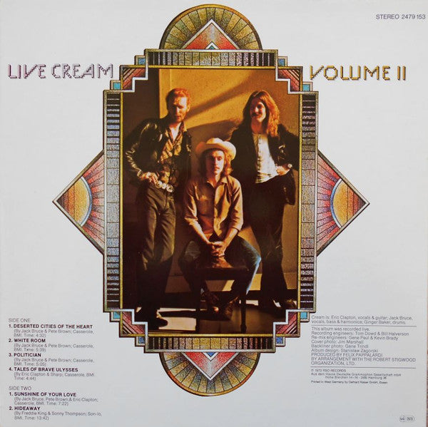 Cream (2) : Live Cream Volume II (LP, Album, RE, RP)
