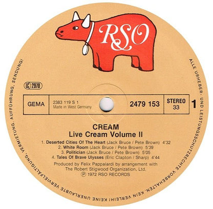 Cream (2) : Live Cream Volume II (LP, Album, RE, RP)