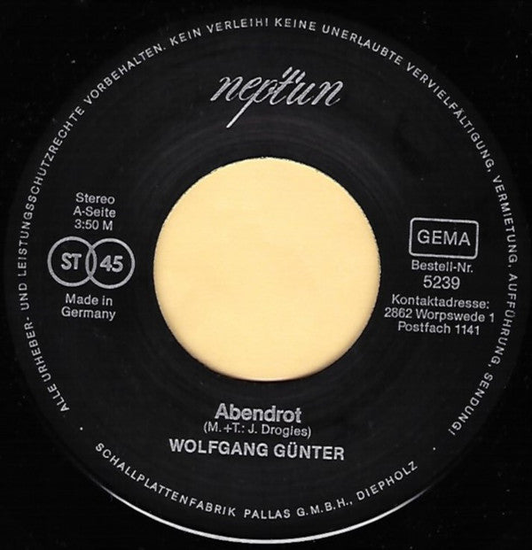 Wolfgang Günter : Abendrot (7", Single)