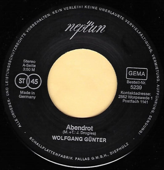 Wolfgang Günter : Abendrot (7", Single)