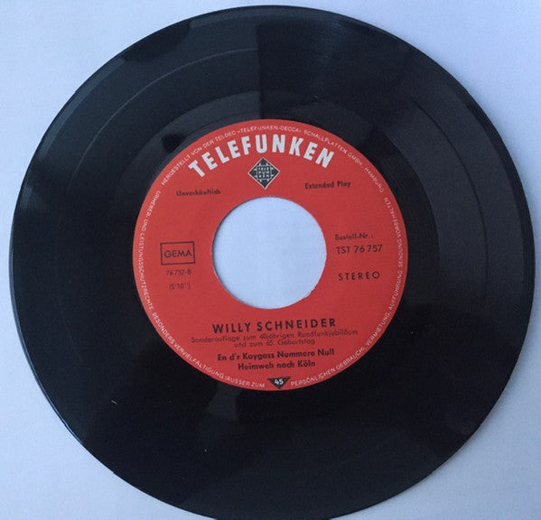 Willy Schneider : Schütt' Die Sorgen In Ein Gläschen Wein   (7", EP)