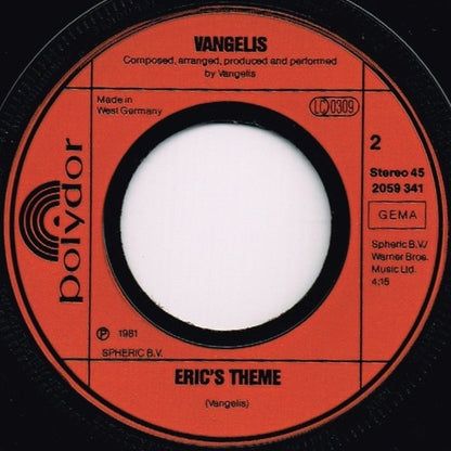 Vangelis : Titles From Chariots Of Fire (7", Single)