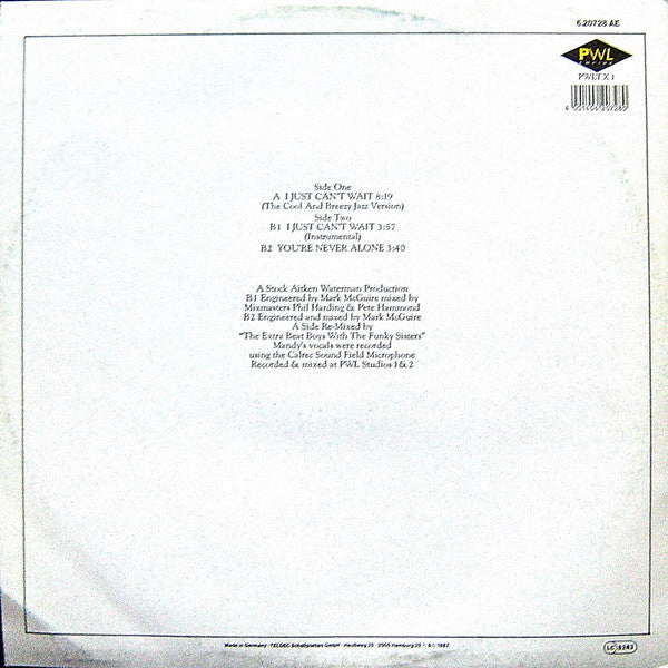Mandy* : I Just Can't Wait ('The Cool And Breezy Jazz Version') (12")
