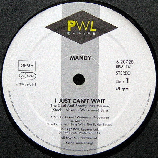 Mandy* : I Just Can't Wait ('The Cool And Breezy Jazz Version') (12")