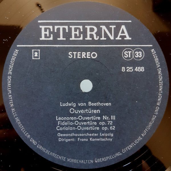Ludwig van Beethoven, Gewandhausorchester Leipzig, Franz Konwitschny : Ouvertüren (Die Geschöpfe Des Prometheus Op. 43 / Leonore I Op. 138 / Leonore II / Leonore III / Fidelio Op. 72 / Coriolan Op. 62) (LP, RE, RP)