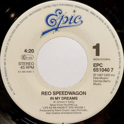 REO Speedwagon : In My Dreams (7", Single)