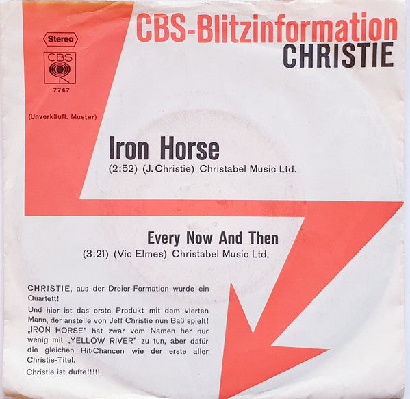 Christie : Iron Horse (7", Single, Promo)
