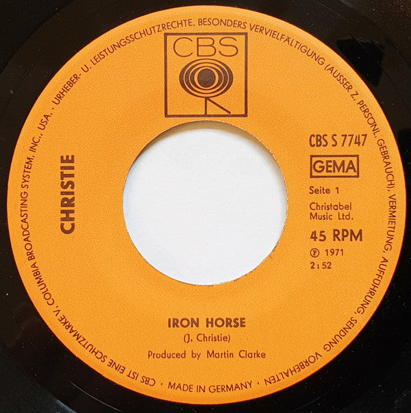 Christie : Iron Horse (7", Single, Promo)
