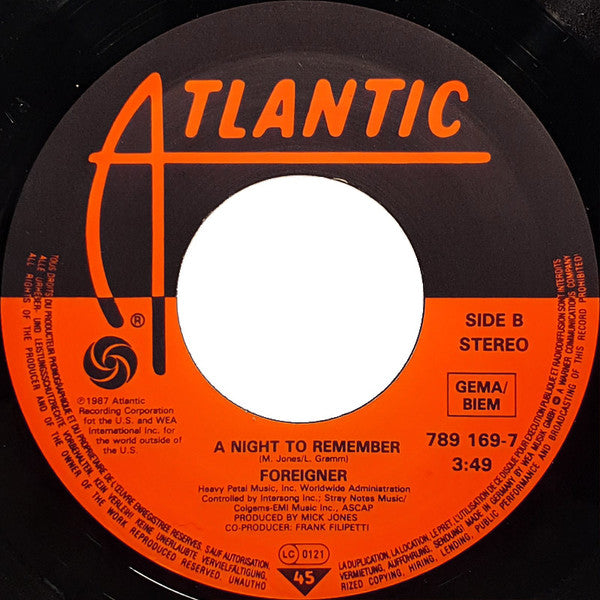 Foreigner : Say You Will (7", Single, RSA)