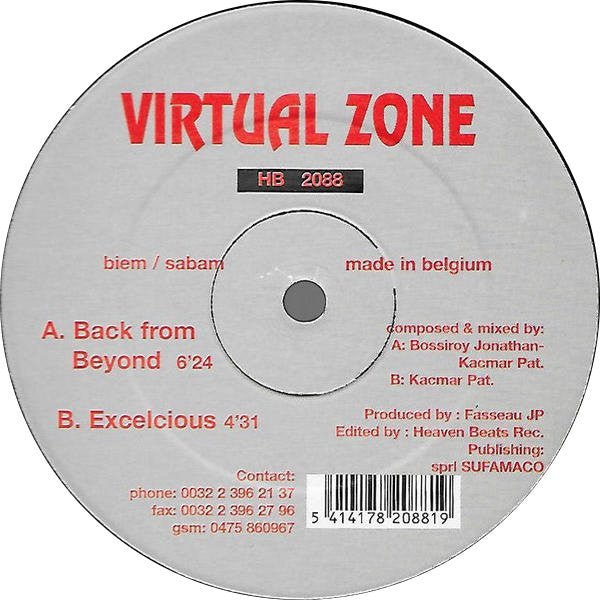 Virtual Zone : Back From Beyond / Excelcious (12")