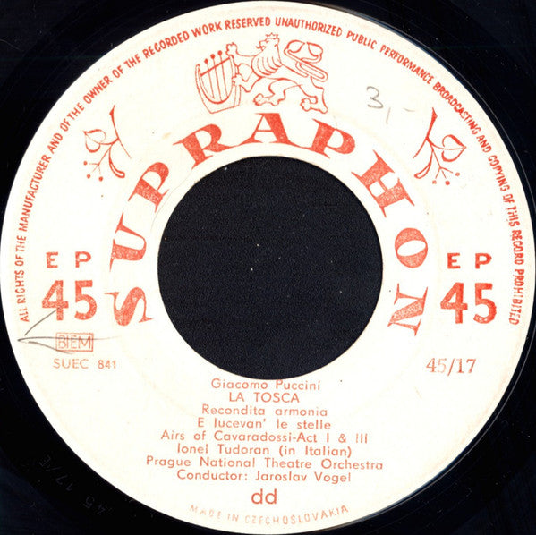 Prague National Theatre Orchestra* / Prague Smetana Theatre Orchestra : La Tosca / Louise (7", EP, Mono)