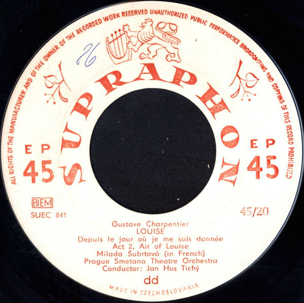 Prague National Theatre Orchestra* / Prague Smetana Theatre Orchestra : La Tosca / Louise (7", EP, Mono)