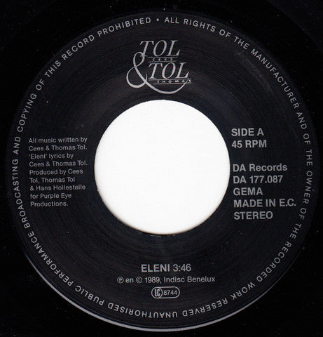 Cees Tol & Thomas Tol* : Eleni (7", Single)