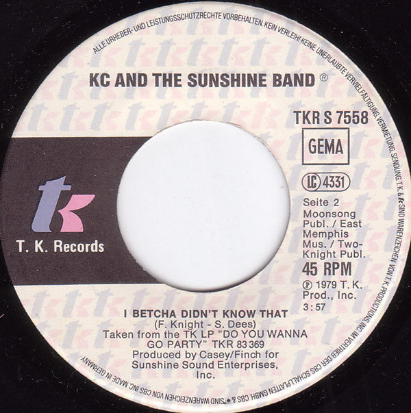 KC And The Sunshine Band* : Please Don't Go (7", Single)