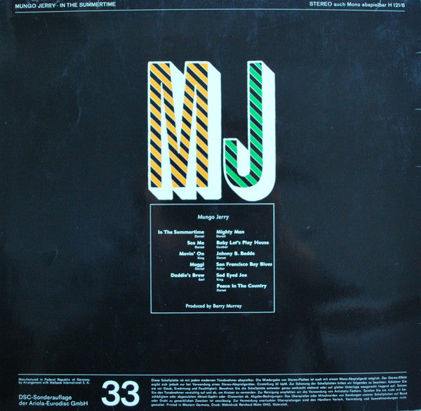 Mungo Jerry : In The Summertime (LP, Album, Club)
