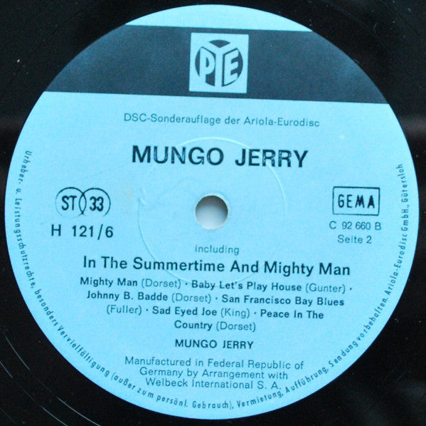 Mungo Jerry : In The Summertime (LP, Album, Club)