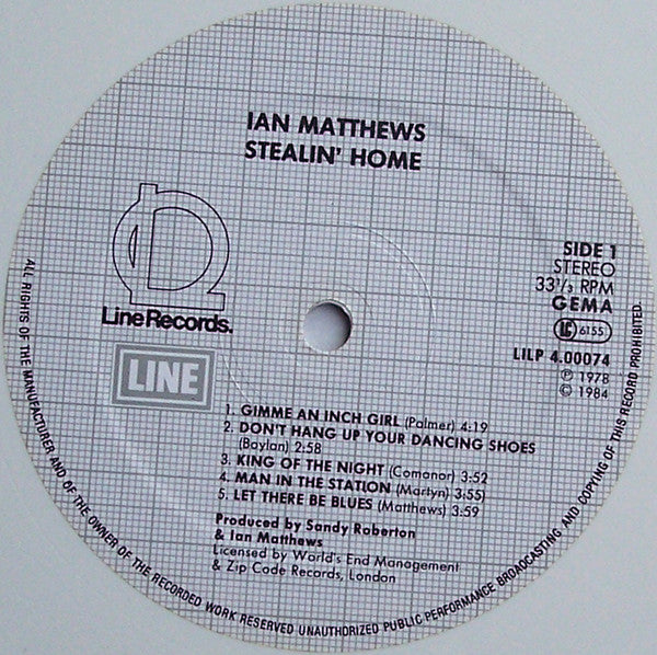 Ian Matthews* : Stealin' Home (LP, Album, Whi)