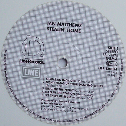 Ian Matthews* : Stealin' Home (LP, Album, Whi)
