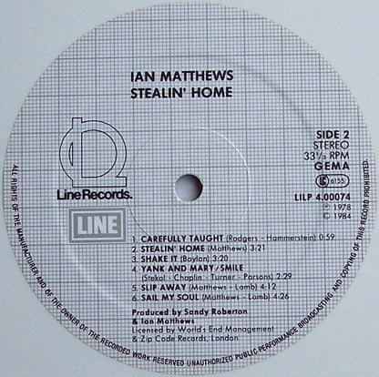 Ian Matthews* : Stealin' Home (LP, Album, Whi)