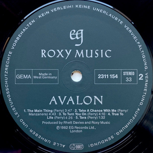 Roxy Music : Avalon (LP, Album, Ger)