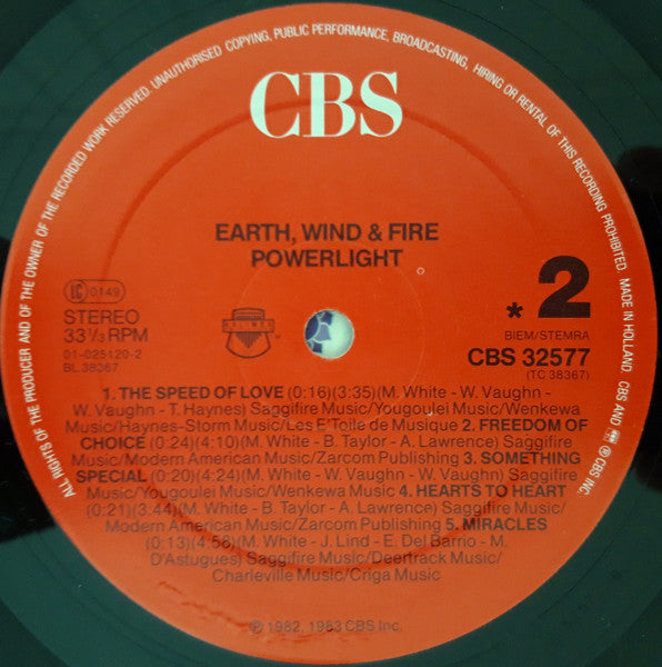 Earth, Wind & Fire : Powerlight (LP, Album, RE, Red)
