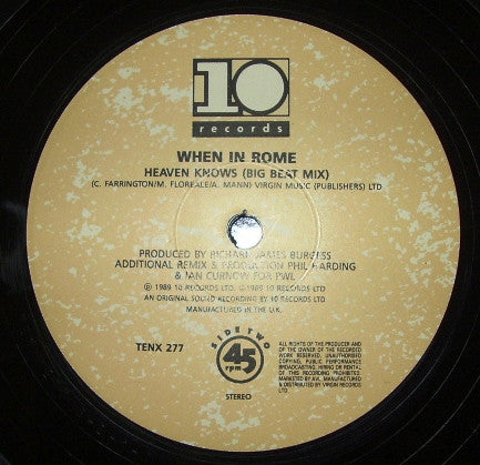 When In Rome : Heaven Knows (12", Single)