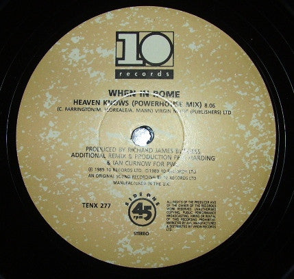 When In Rome : Heaven Knows (12", Single)