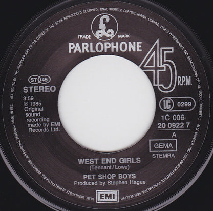 Pet Shop Boys : West End Girls (7", Single)