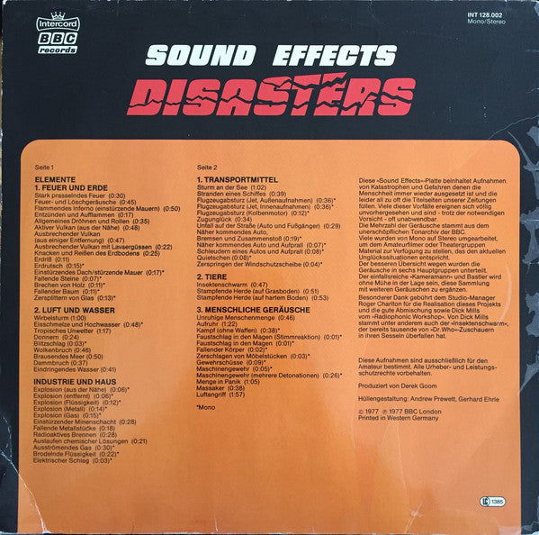 No Artist : Sound Effects: Disasters (LP)