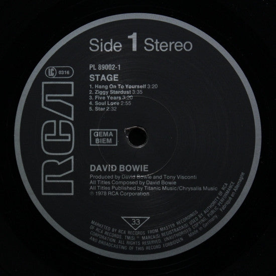 David Bowie : Stage (2xLP, Album, RE, Ste)