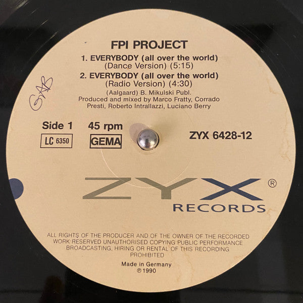 FPI Project : Everybody (All Over The World) (12", Single)