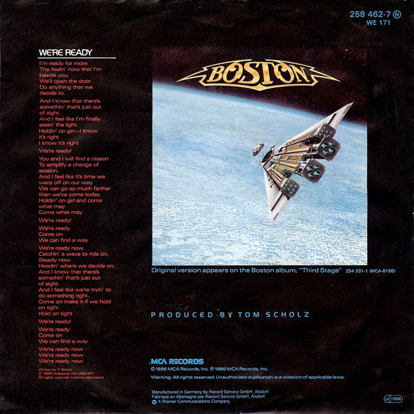 Boston : We're Ready (7", Single)