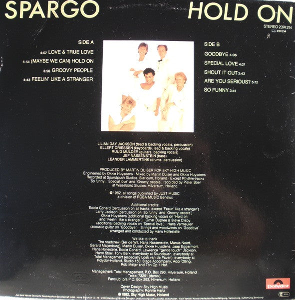 Spargo : Hold On (LP, Album)