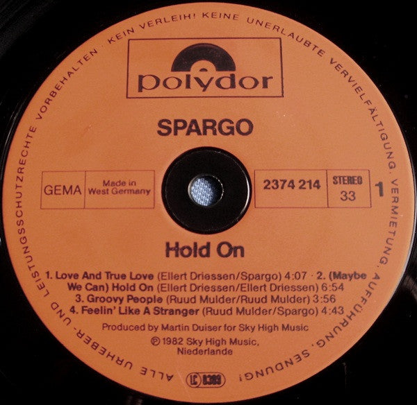 Spargo : Hold On (LP, Album)