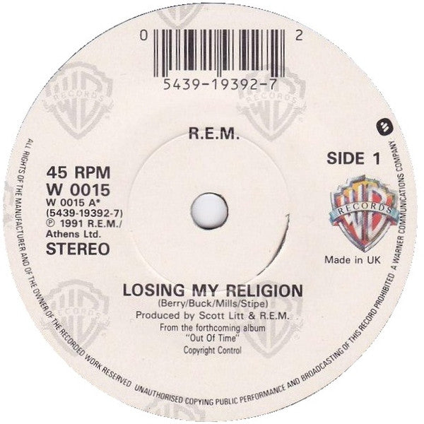 R.E.M. : Losing My Religion (7", Single)