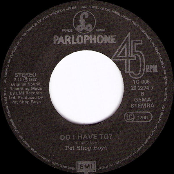 Pet Shop Boys : Always On My Mind (7", Single)